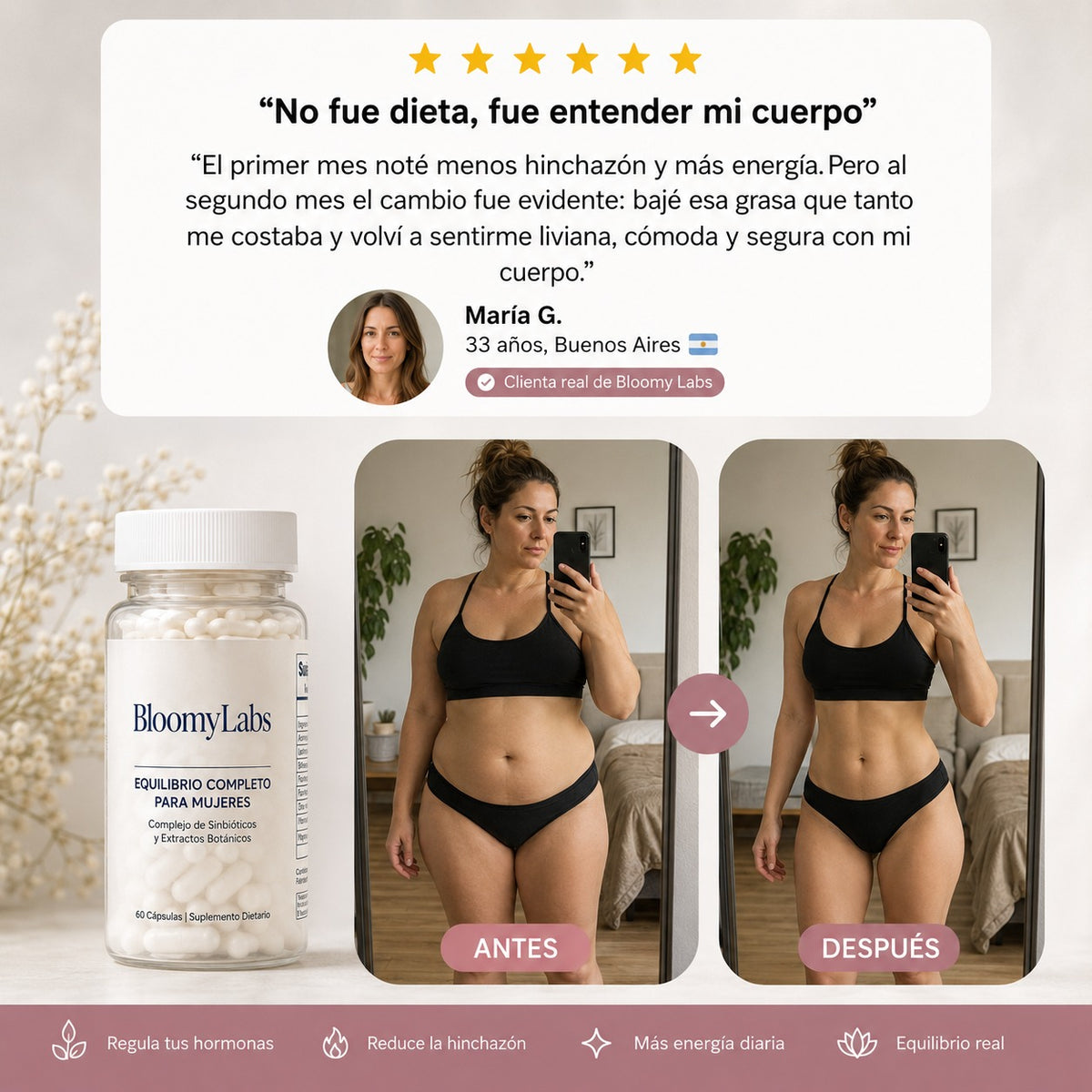 Bloomy Labs™ 7 en 1 — Bienestar digestivo, equilibrio y control en una sola fórmula.
